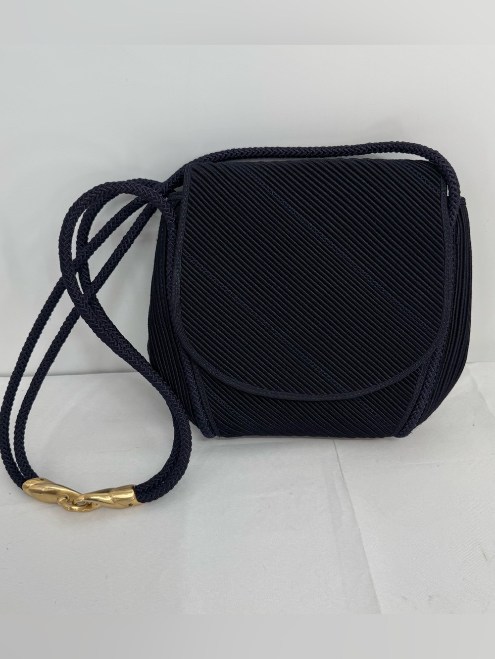 DE VECCHI by Hamilton Hodge Navy Italian Cord Bag Vintage 80’s